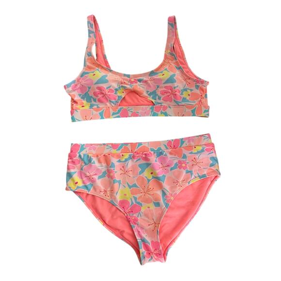 Heat Swimwear Other - Heat Swimwear Pink Tropical Floral Underboob Swimsuit Bikini Swim Set Size XL